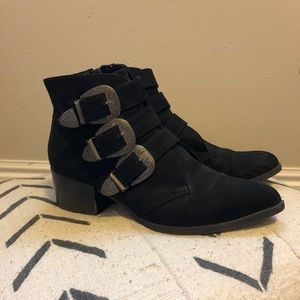 Black Booties with Silver Buckles